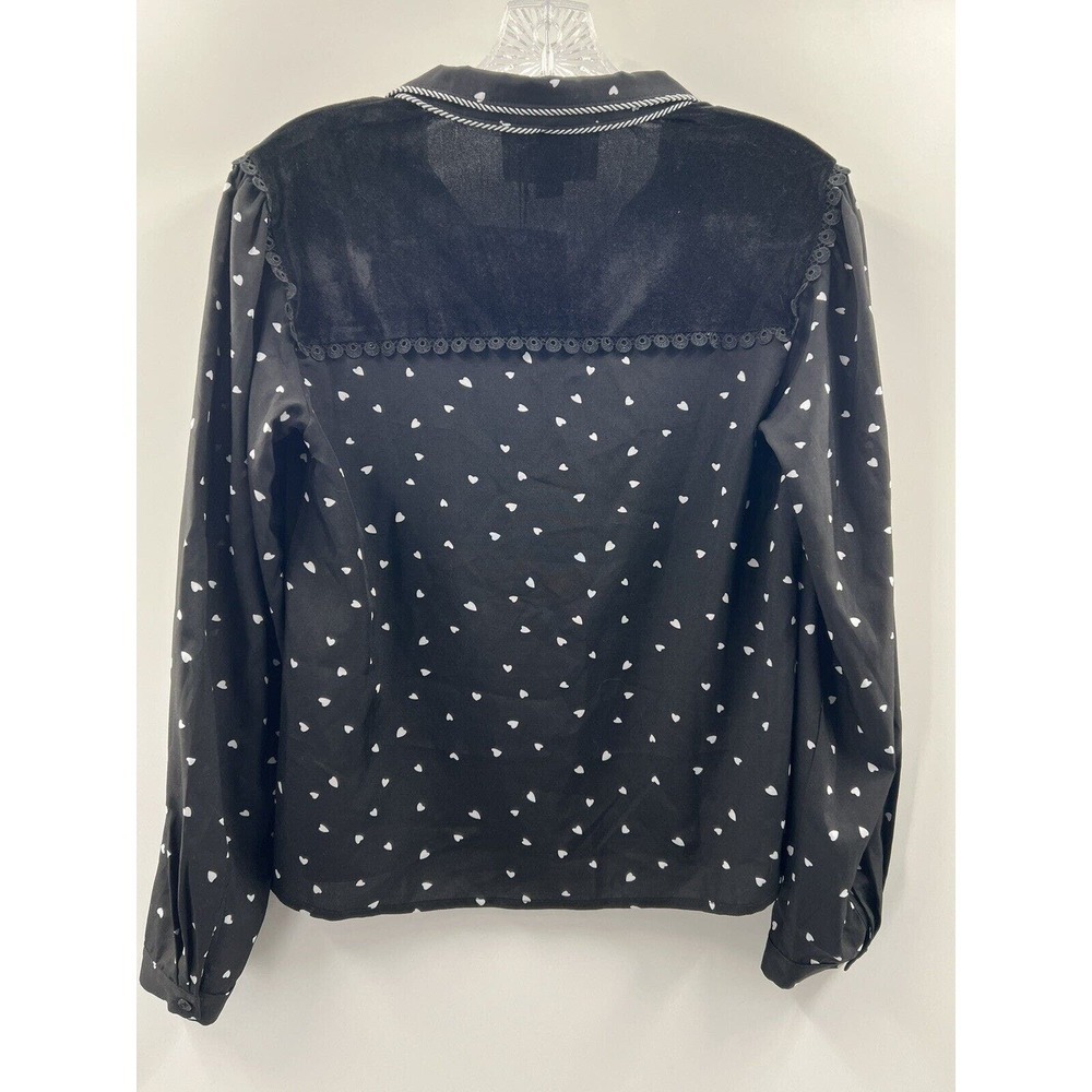 The Shirt Rochelle Behrens Women’s Long Sleeve Black Hearts Grale Shirt S NWT - Picture 10 of 11